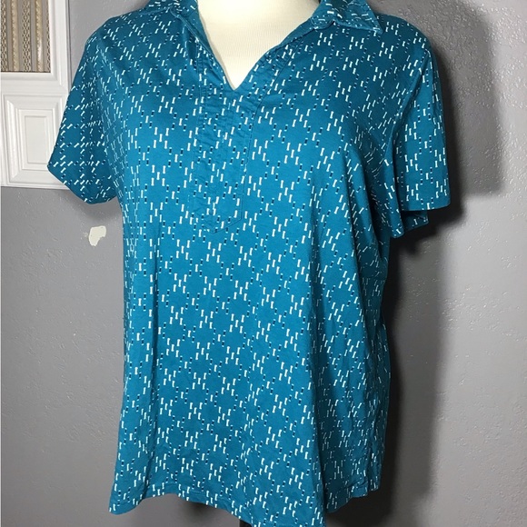 Riders By Lee Women’s Top Size 2X Color Blue/White Short Sleeve 100% Cotton. - Picture 2 of 12